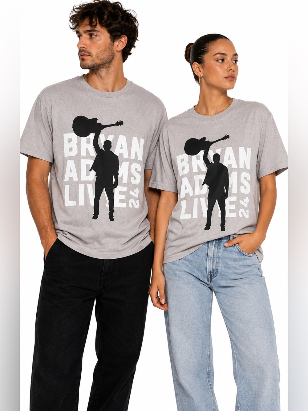 Bryan Adams Canada Live 2024 Tour T-Shirt Gray Double Sided Band Tee Small NEW